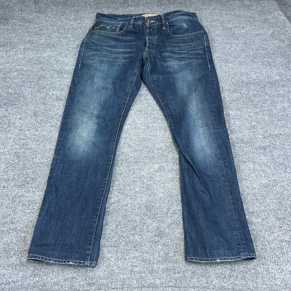 G-Star Raw‎ GS01 Jeans Mens 34X30 Blue Denim Yield Slim Fit Mid Rise Button Fly